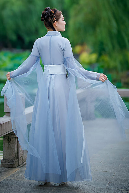 Blue Chinese Style Fairy Airy Sweet Hanfu Dress