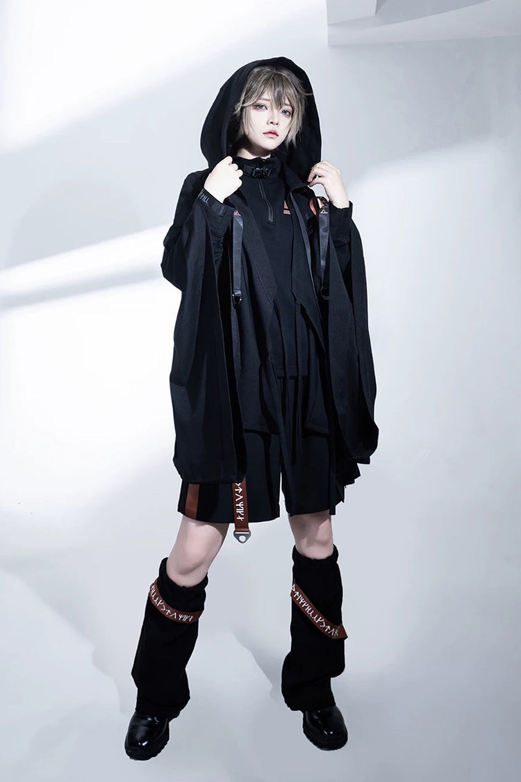 Black [Nameless Blade] Stand Collar Long Sleeves Gothic Prince Ouji Lolita Shorts Set