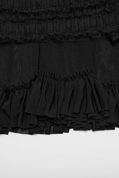 Black Ruffle Stitching Mesh Women's Gothic Leg Warmers