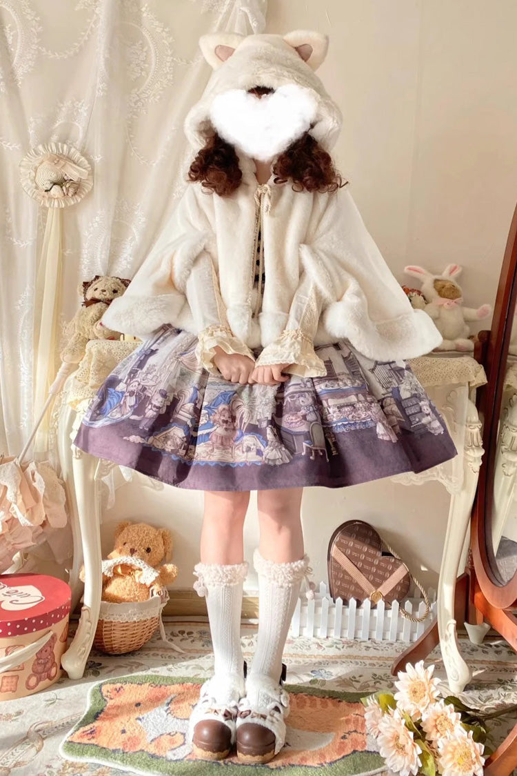 Ivory [Little Star Wish] Cat Ears Hooded Sweet Lolita Cloak Coat