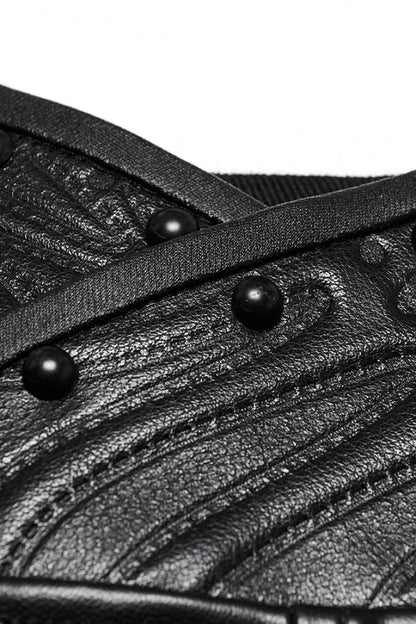 Black Print Men's Punk Leather Pants