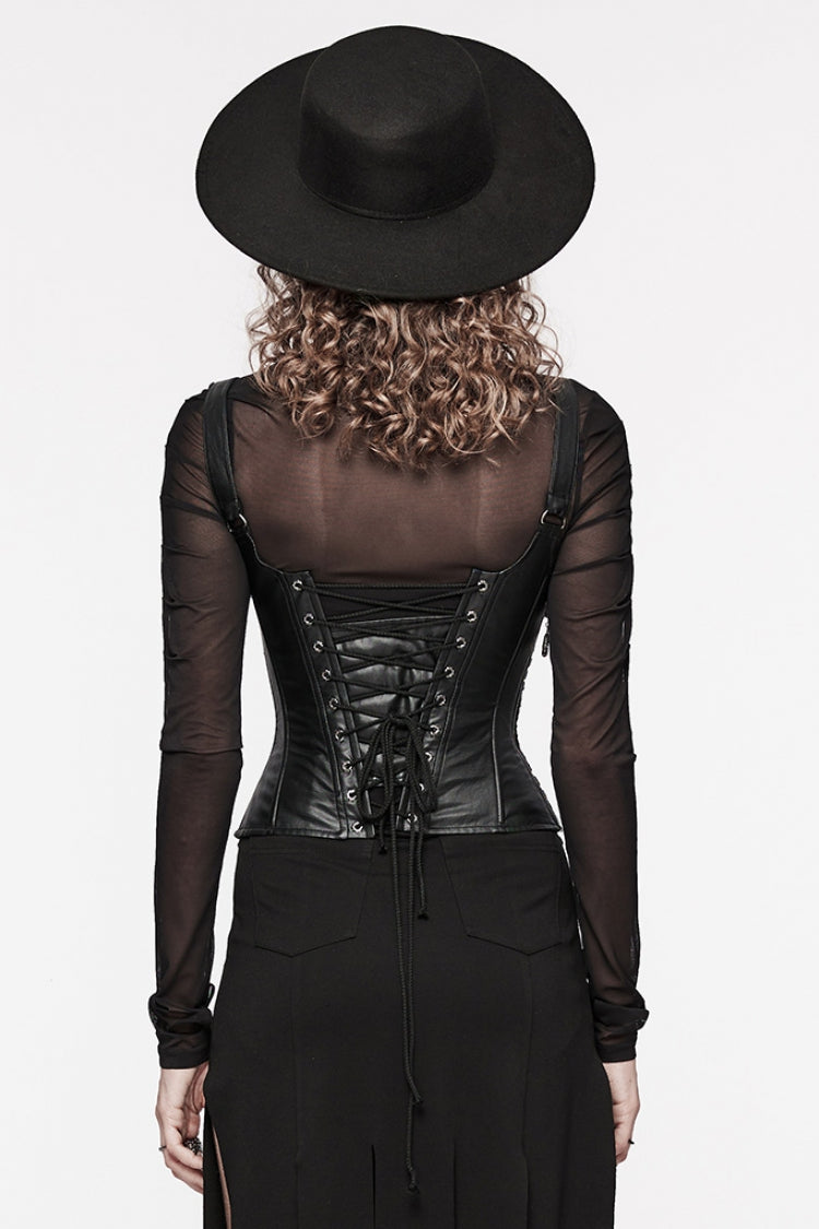 Black Stitching Lace Lace-Up Women's Underbust Gothic Corset