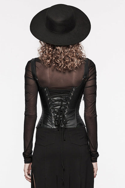 Black Stitching Lace Lace-Up Women's Underbust Gothic Corset