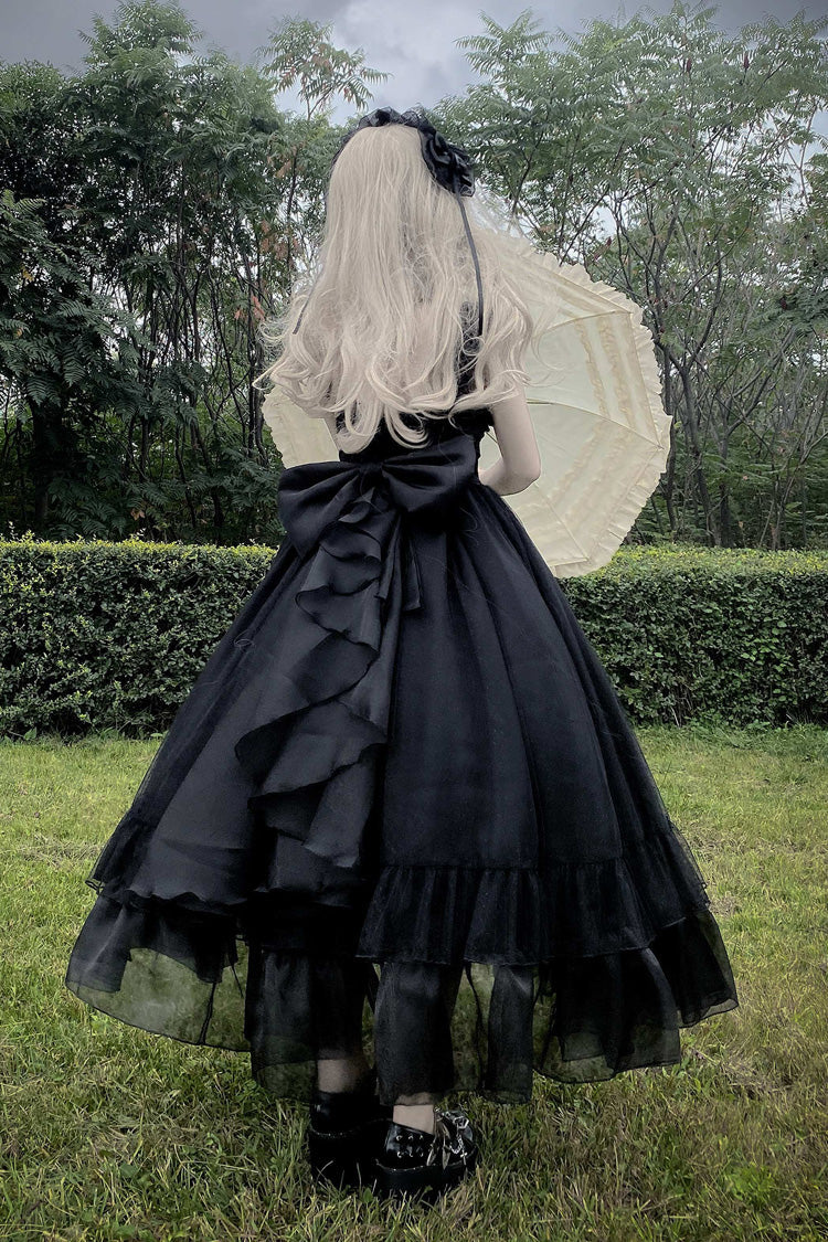Black [Moonlight Sonata] Ruffle Cardigan Bowknot Lace Gothic Vintage Lolita Jsk Dress