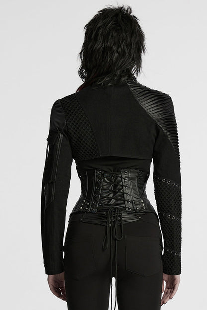 Black Stand Collar Long Sleeves Rivet Women's Gothic Short Jacket