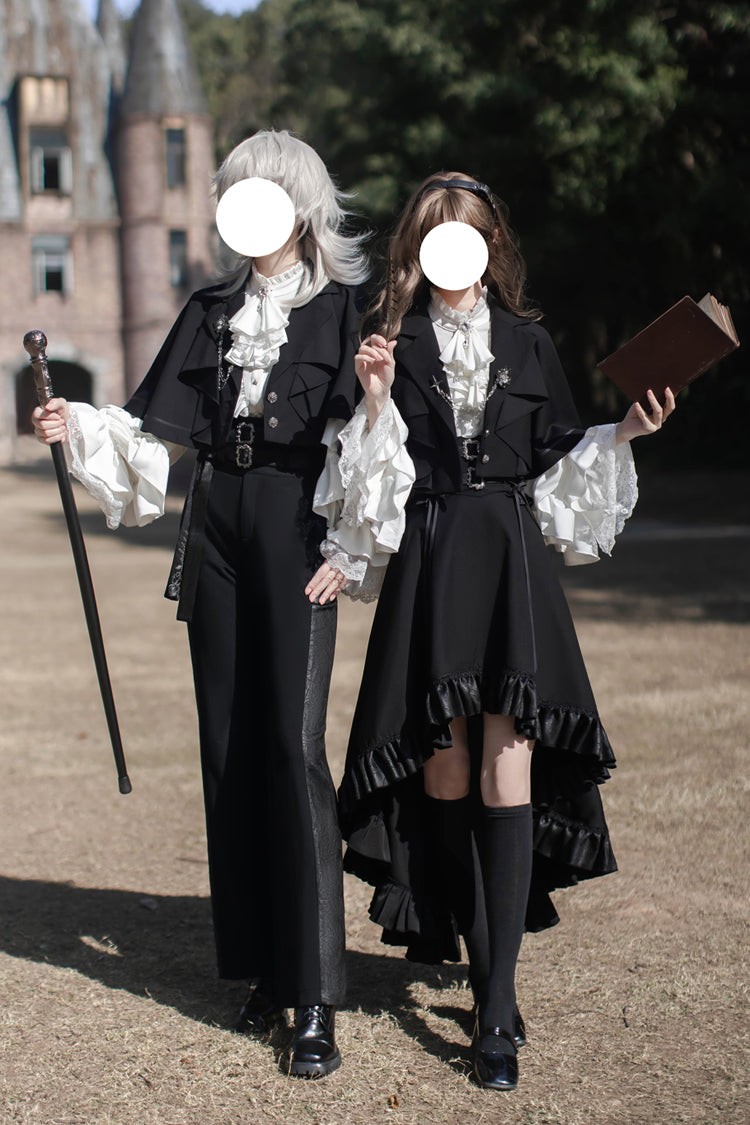 Black [Day and Night Song] Long Sleeves Ruffle Ouji Gothic Lolita Skirt Blouse