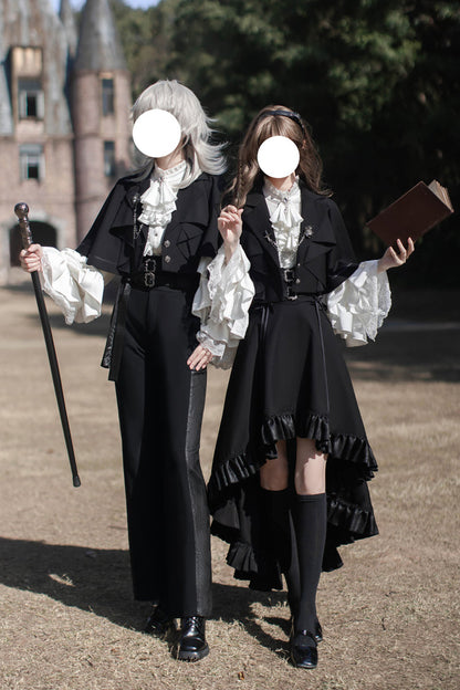 Black [Day and Night Song] Long Sleeves Ruffle Ouji Gothic Lolita Skirt Blouse