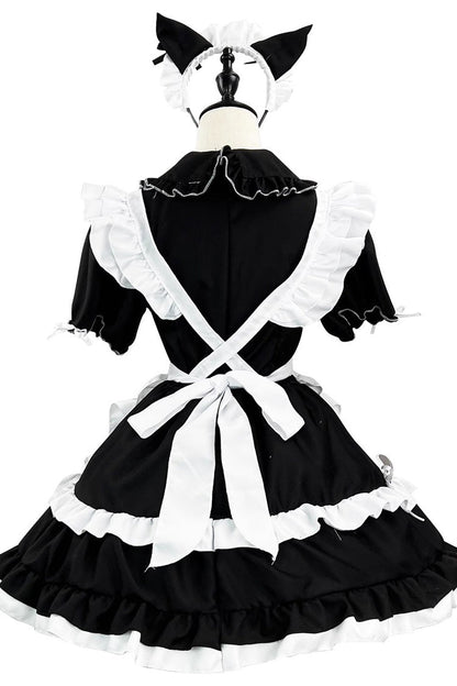 Black/White Maid Short Sleeves Ruffle Plus Size Sweet Lolita Dress