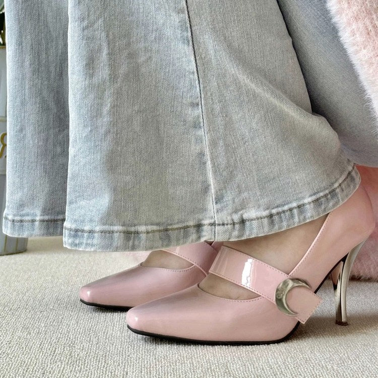 Pink Lace-Up Sweet Elegant Lolita High Heel Shoes