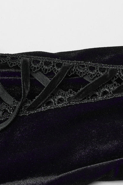 Black/Velvet Doll Collar Long Sleeves Gradient Embroidery Women's Gothic Prom Dress