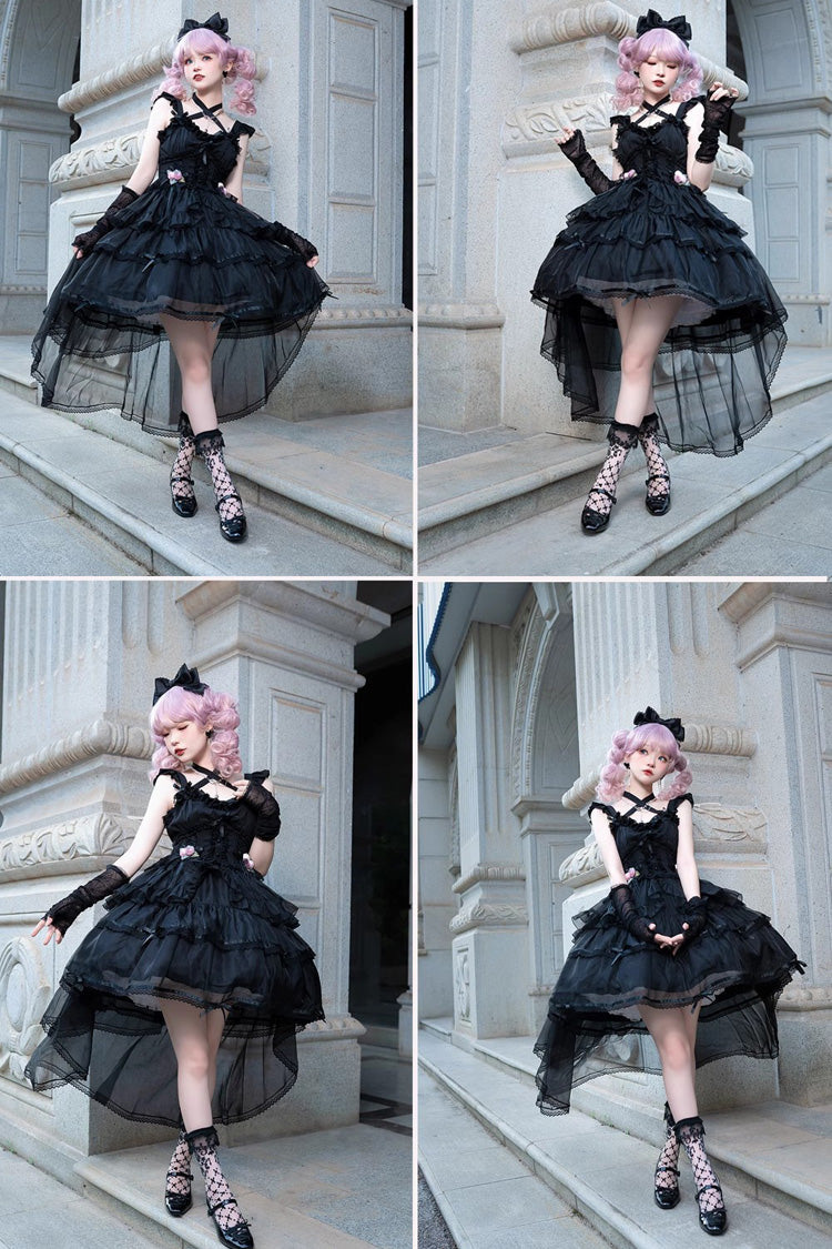 Black Sleeveless Multi-layer Hanayome Gothic Lolita Jsk Dress
