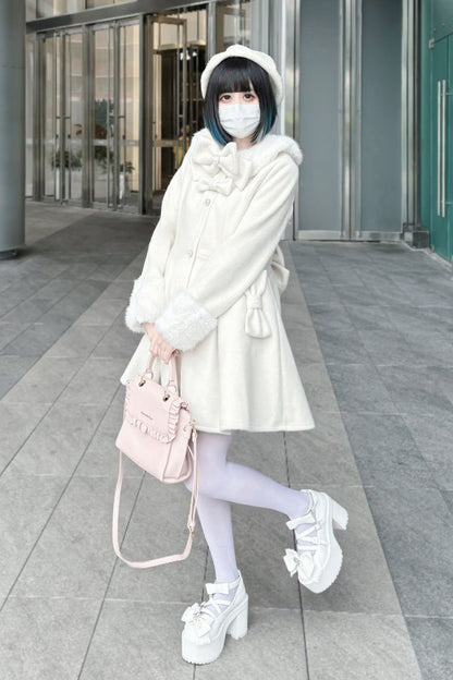 Snow Plush and Thickened Long Sleeves Bowknot Sweet Lolita Coat 2 Colors