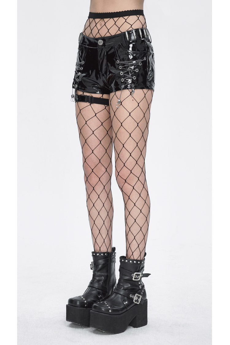 Black Slim Womens Steampunk Shorts