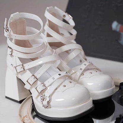 Gothic Punk Judgment Angel Patent Leather Lolita High Heels 2 Colors