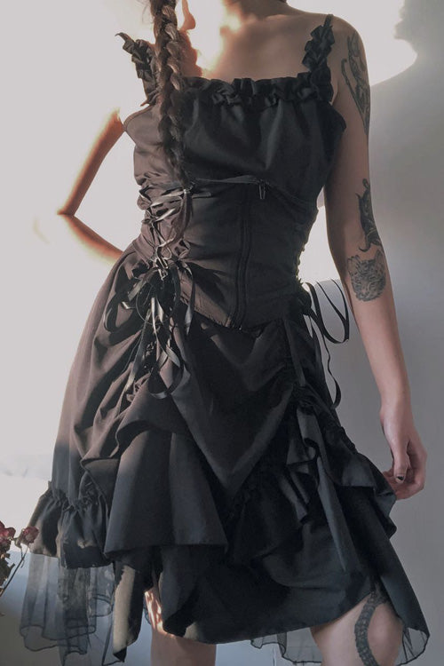 Black Strapless Gothic Lolita JSK Dress
