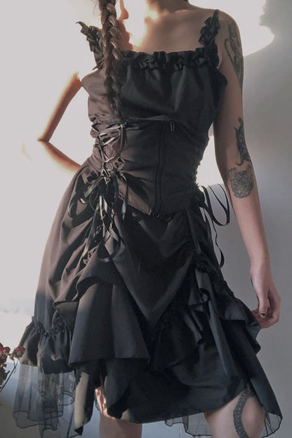 Black Strapless Gothic Lolita JSK Dress