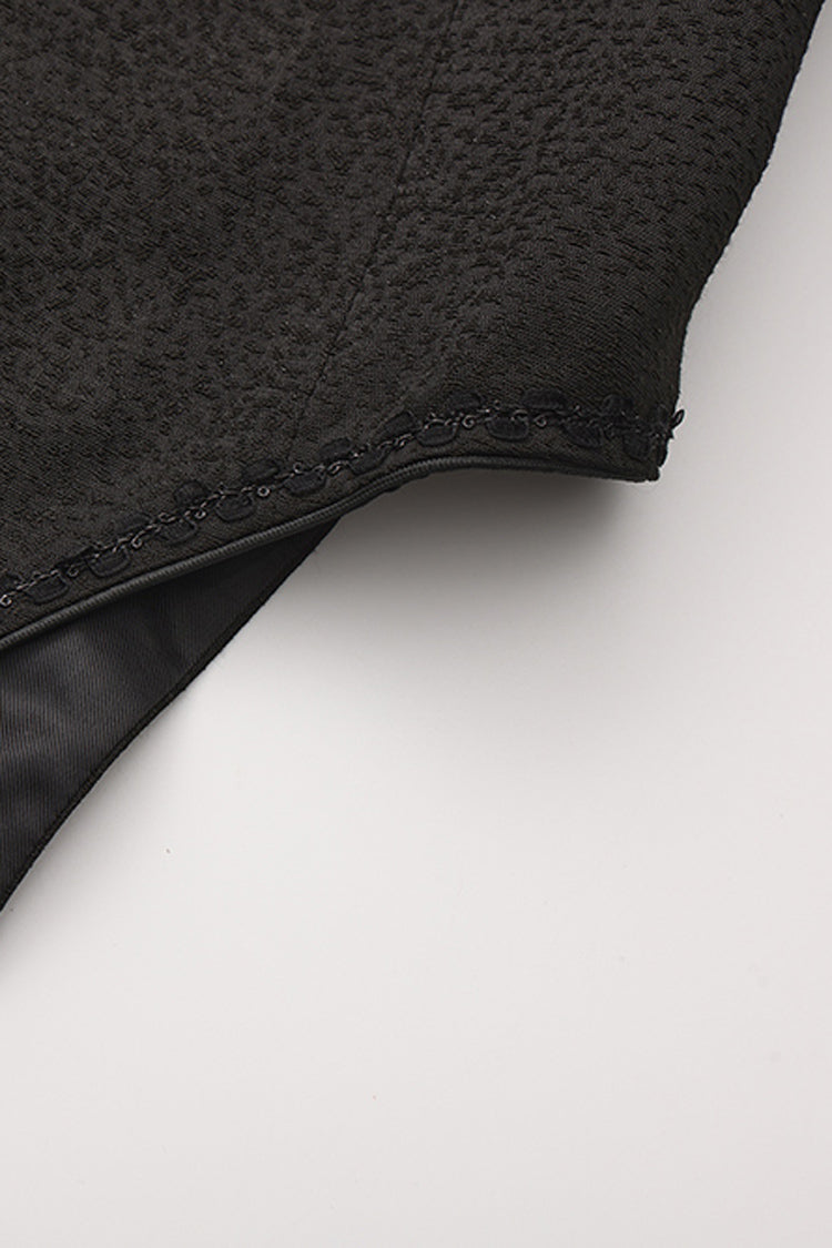 Black [Eternal Gloom Portrait] Back Cross Stand Collar Asymmetric Vintage Elegant Prince Gorgeous Handsome Lolita Coat