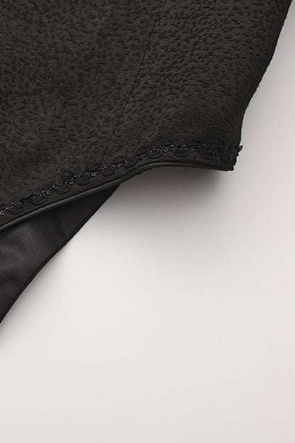 Black [Eternal Gloom Portrait] Back Cross Stand Collar Asymmetric Vintage Elegant Prince Gorgeous Handsome Lolita Coat