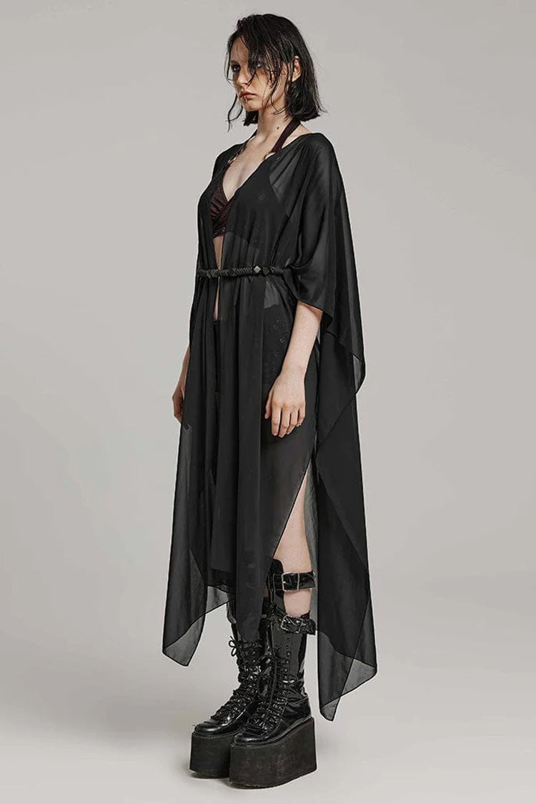 Translucent Loose Ruffle Braided Rope Belt Womens Elegant Gothic Shawl 3 Colors