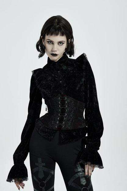 Red Jacquard Lace-Up Slim Women's Corset