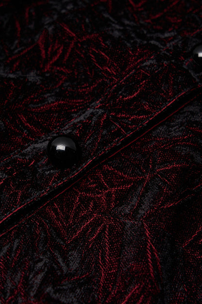 Black/Red Stand Collar Floral Embroidery Lace Women's Gothic Blouse