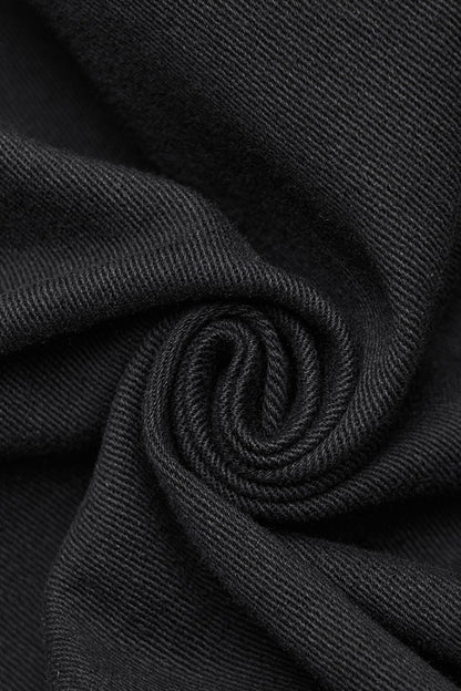 Black Stand Collar Sleeveless Hooded Zipper Pleated Women's Punk Short Vest