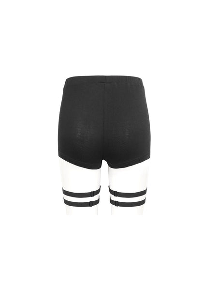 Black Spaghetti Straps Womens Steampunk Shorts