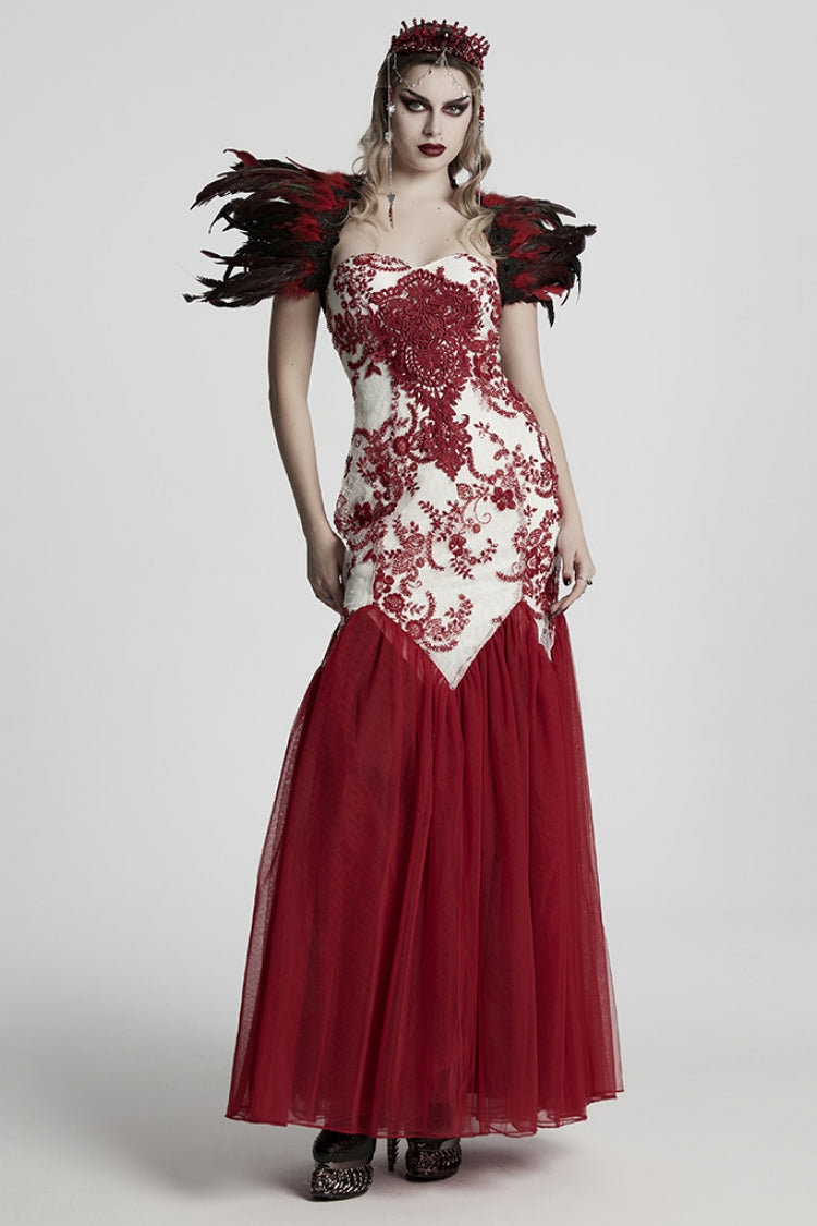 Red Irregular Women's Gothic Crystal Cross Headwear