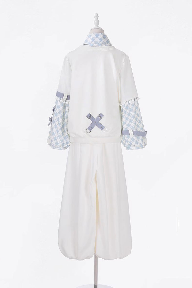 White Lapel Collar Long Sleeves Print Asymmetric Prince Handsome Ouji Lolita Set