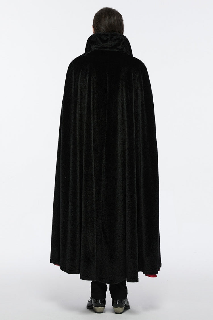 Black/Red Men's Strap Bat Gothic Coat Cloak