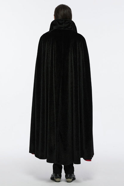 Black/Red Men's Strap Bat Gothic Coat Cloak