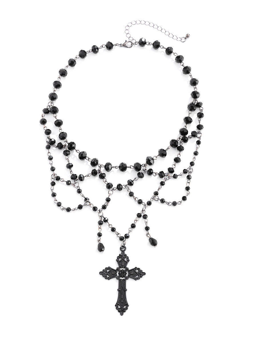Black Cross Pendant Necklace