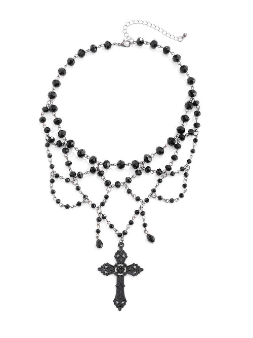 Black Cross Pendant Necklace