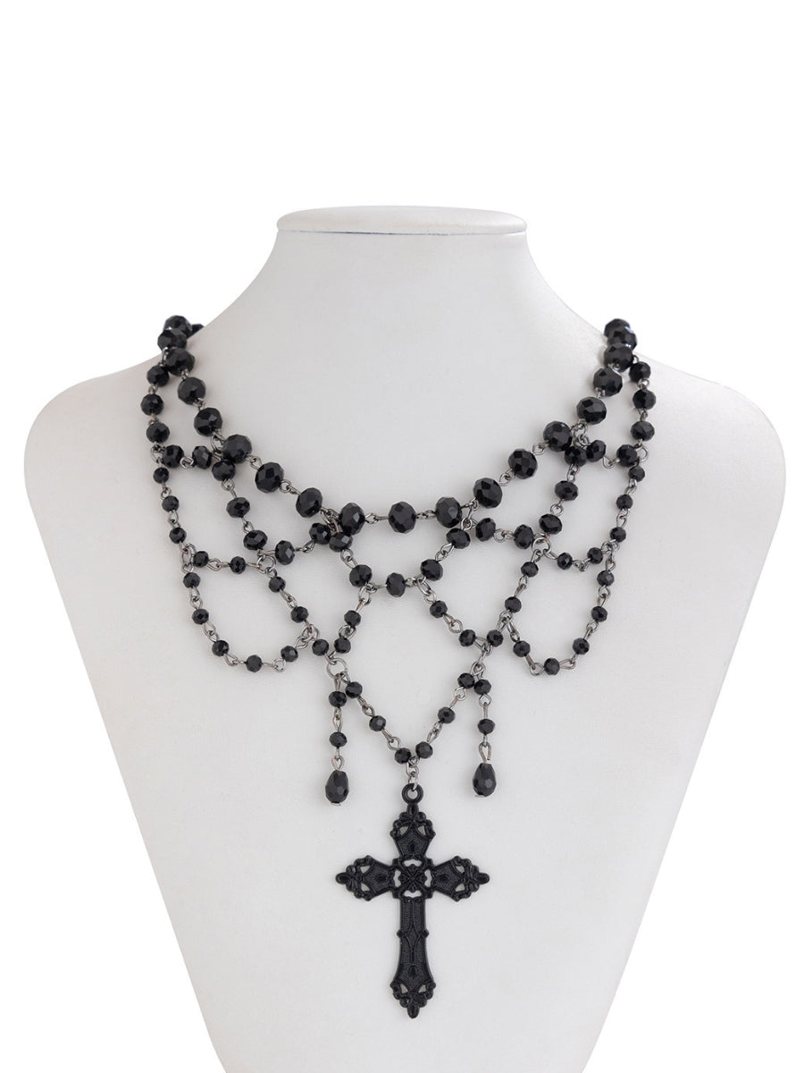 Black Cross Pendant Necklace