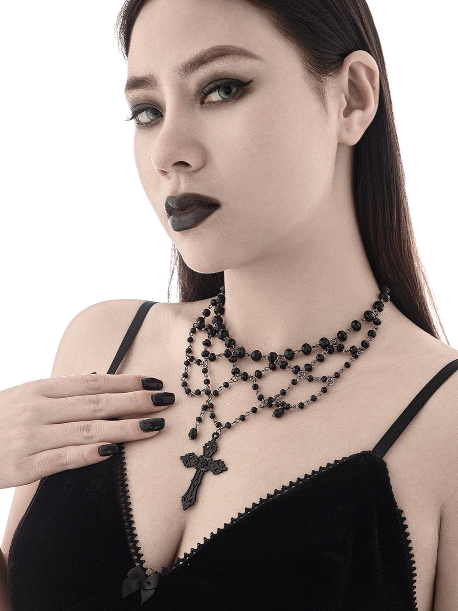 Black Cross Pendant Necklace