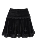Cross Velvet Lace Skirt
