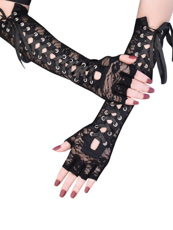 Lace Up Fingerless Gloves