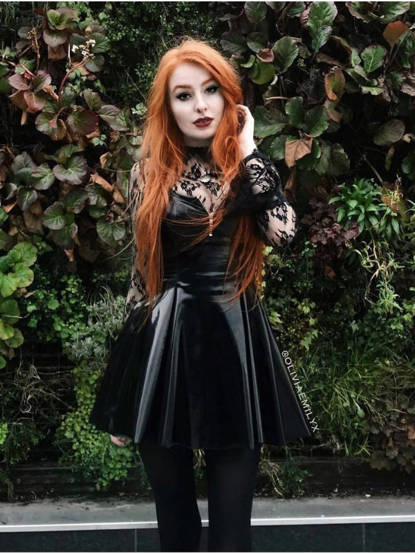 Patent Leather Pleated Skirt