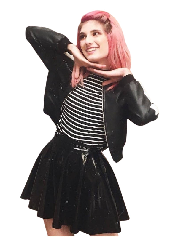 Patent Leather Pleated Skirt