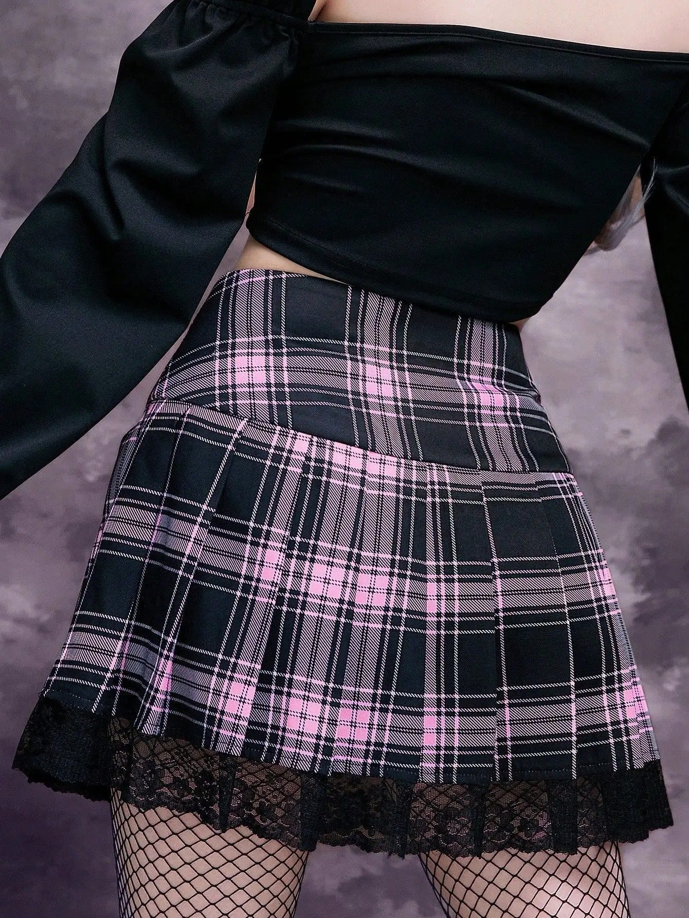 Pink Plaid Mini Skirt