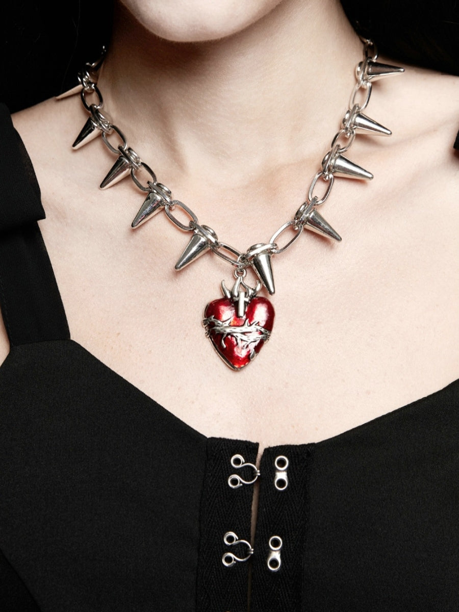 Spiked Heart Pendant Necklace