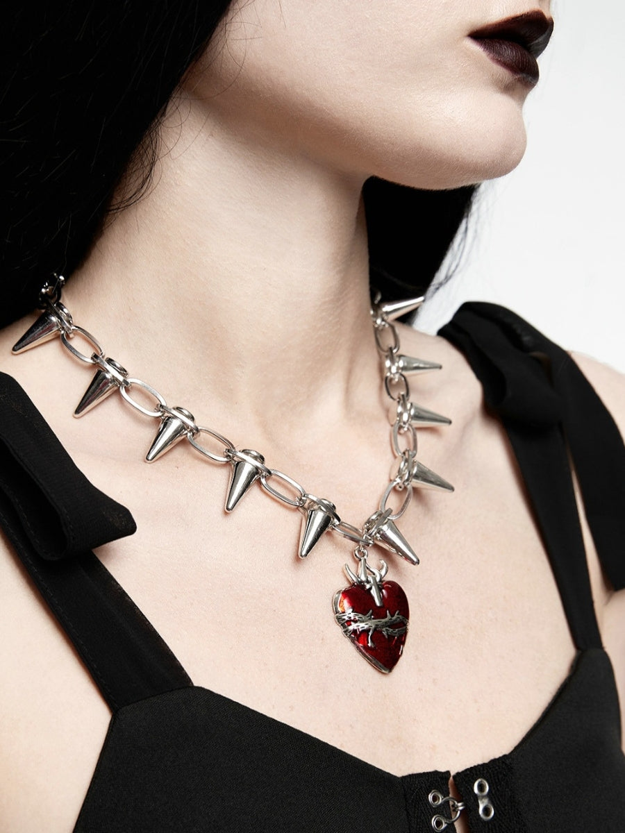 Spiked Heart Pendant Necklace
