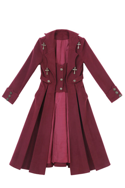 Dark Red [The Legend of Dracula] Long Sleeves Gothic Prince Handsome Cool Ouji Lolita Coat
