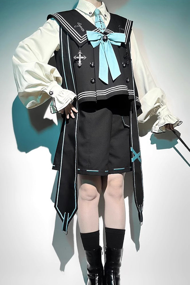Dark Blue [Magician] Long Sleeves Ouji Prince Mechanical Style Lolita Shorts Vest Set
