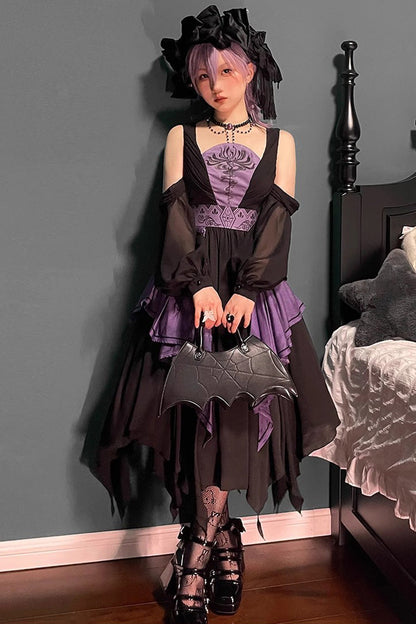 Black/Purple Print Styx Ferry Witch Gothic Lolita Dress