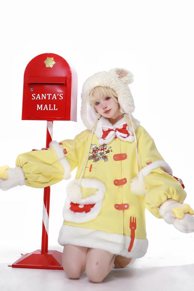 Yellow [Mushroom House] Long Sleeves Embroidery Bowknot Sweet Lolita Coat
