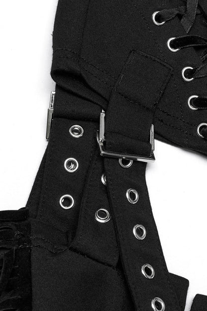Black Tassel Lace-Up Detachable Women's Punk Pants