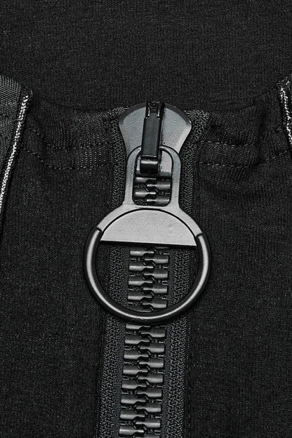 Black Sleeveless Stitching Zipper Mens Steampunk Vest