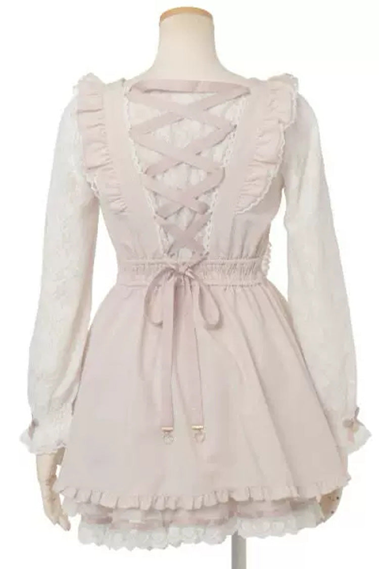 Gothic Square Collar Long Sleeves Ruffled Bow Jirai Kei Plus Size Japanese Lolita Dress Set 3 Colors