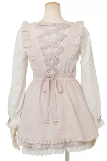 Gothic Square Collar Long Sleeves Ruffled Bow Jirai Kei Plus Size Japanese Lolita Dress Set 3 Colors